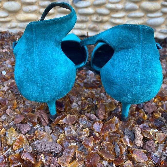 Roger Vivier Paris Teal Blue Suede Shoes/Sandals. Size 8.5. Made in Italy. EUC! - Picture 8 of 10